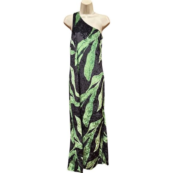 Dur Doux Green Leaf Velvet Maxi Dress NWT Size Large - Picture 6 of 8